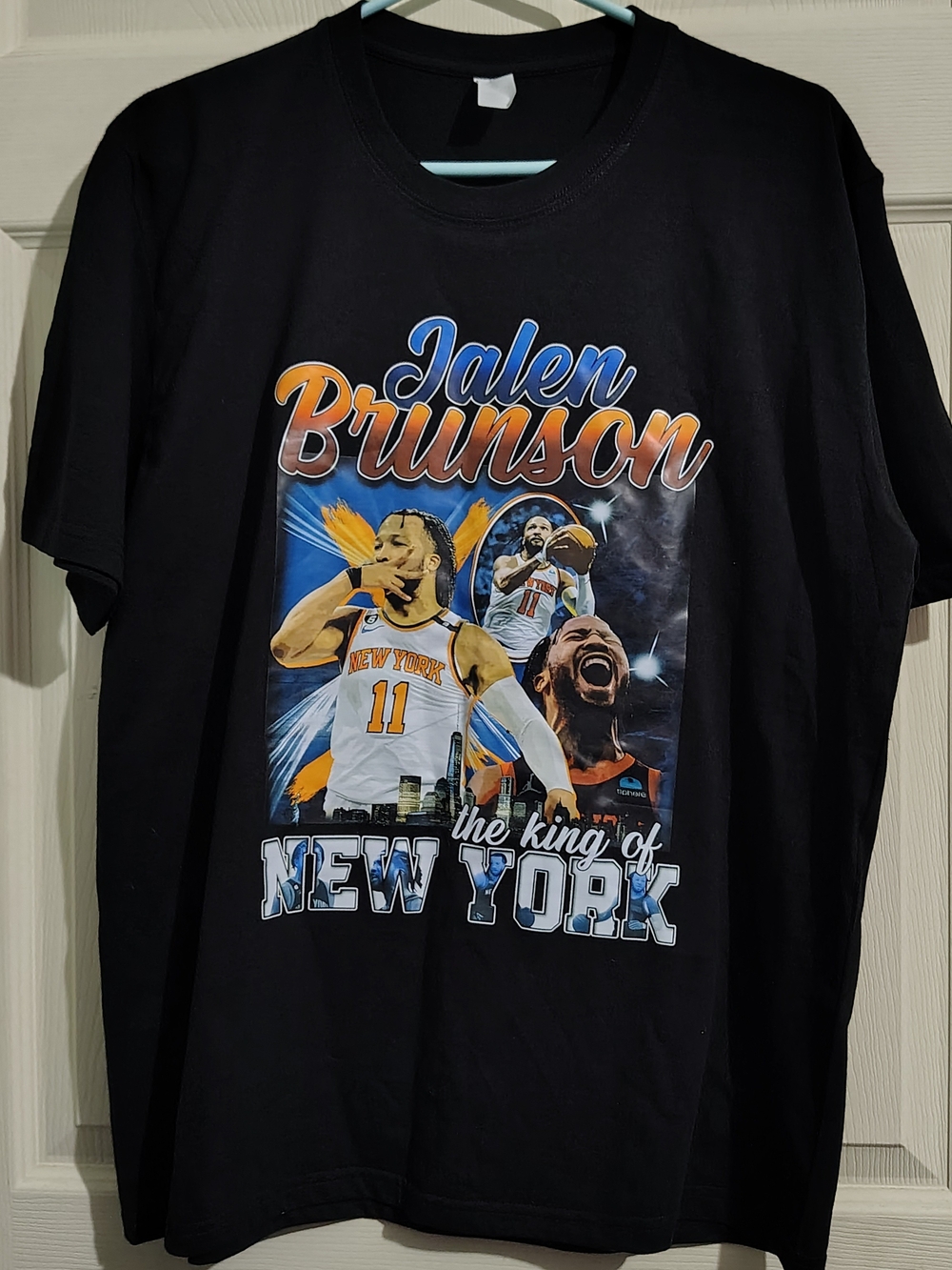 NY Collection Black Jalen Brunson Graphic Tee with Blue & Orange Accents